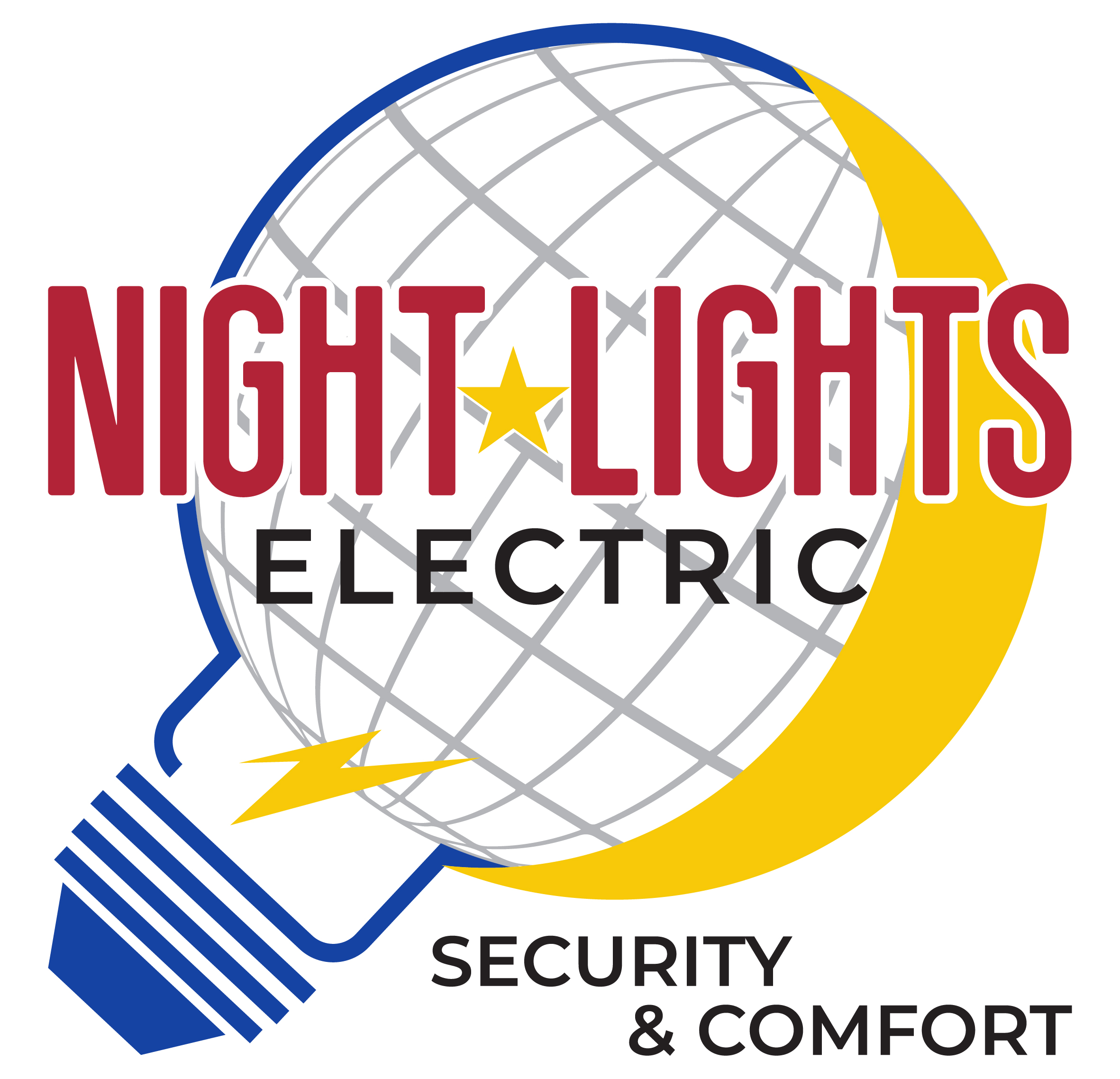 NightLightsElectric.com Logo, Electrical, electrician, residential, commercial, Generator installs, main breakers. breaker box, lighting, fans, electrical switch, wiring, rewiring, lighting design, 24/7 electrical services. homes, businesses.